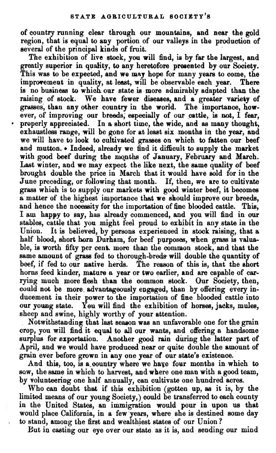 California State Agricultural Society Opening Address 1857