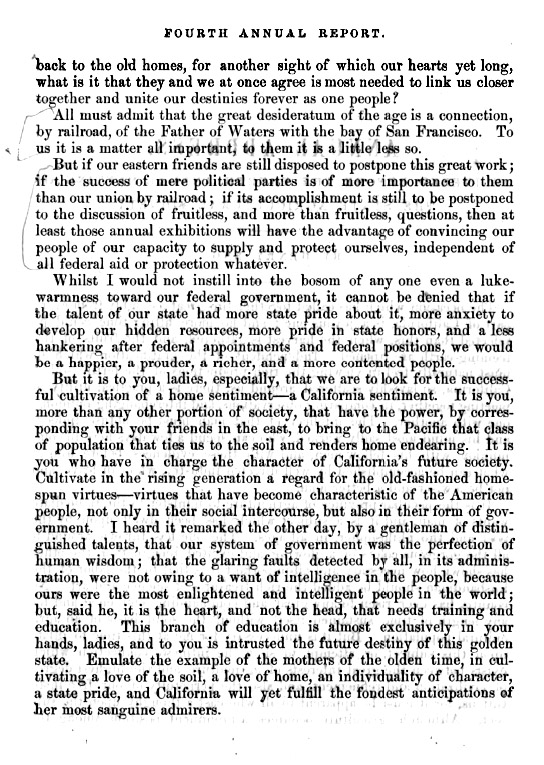 California State Agricultural Society Opening Address 1857