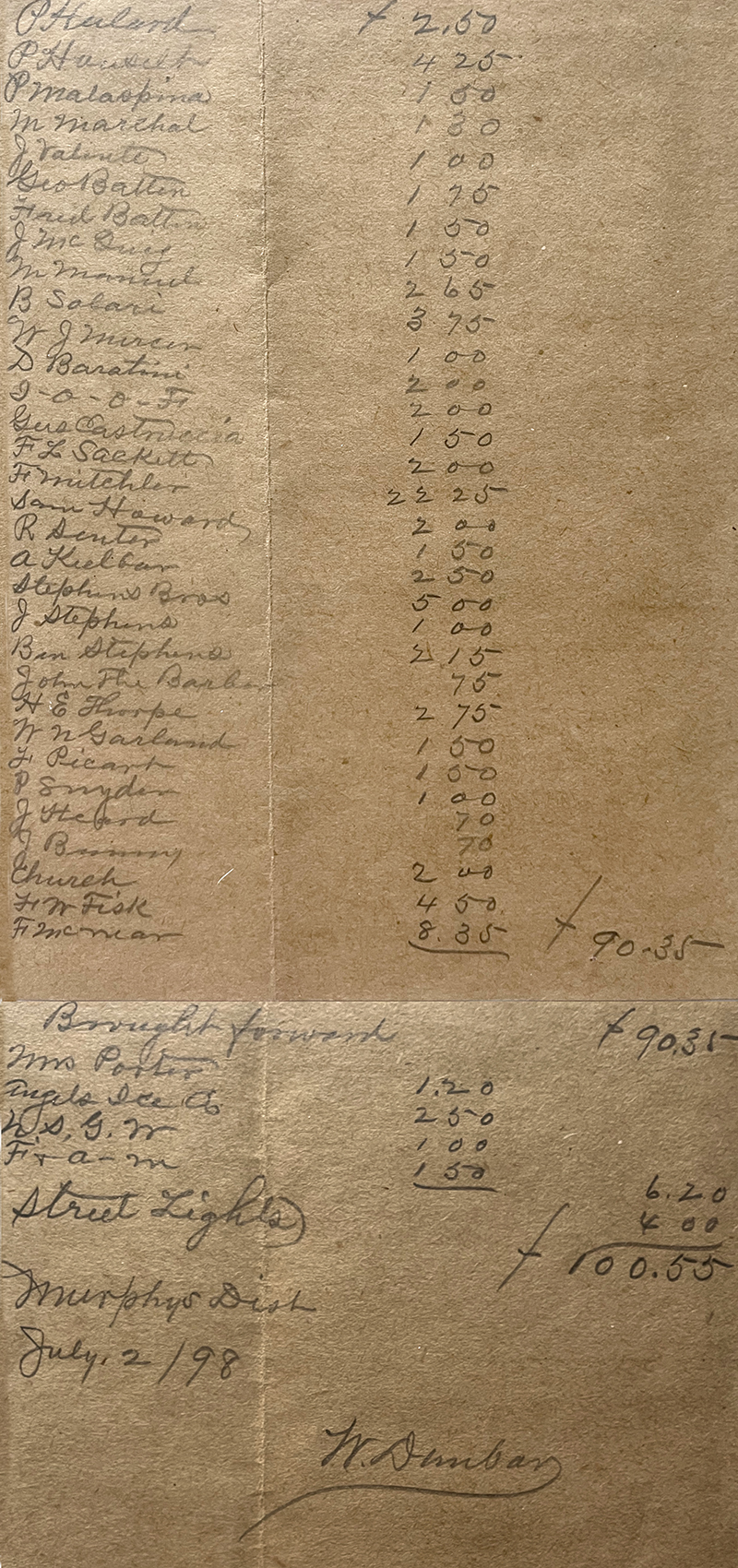 Murphys Electric Bill July 1898