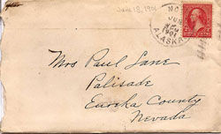 Envelope from Nome to Palisade, Paul Lane to Franc Sterling