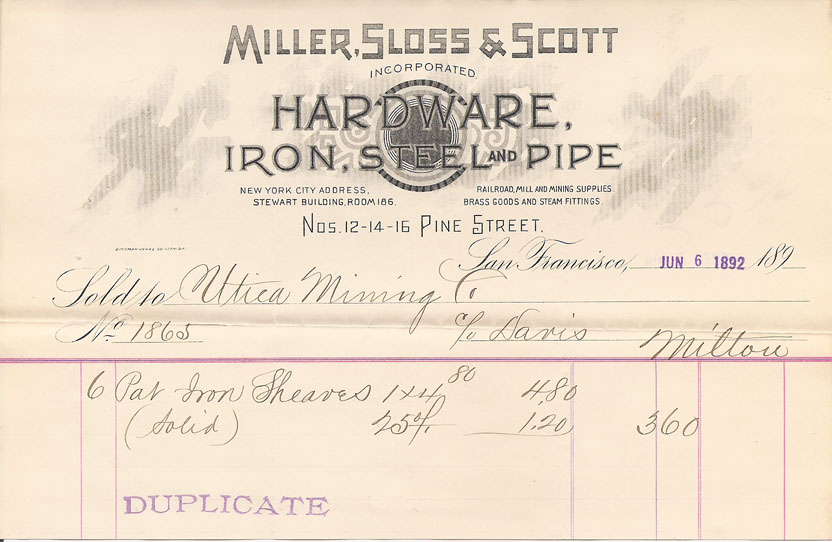 Utica Mine - Miller Sloss Scott - Iron Shears 06,06,1892